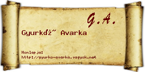Gyurkó Avarka névjegykártya